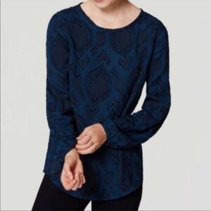 Loft Textured Long Sleeves Back Tie Blouse